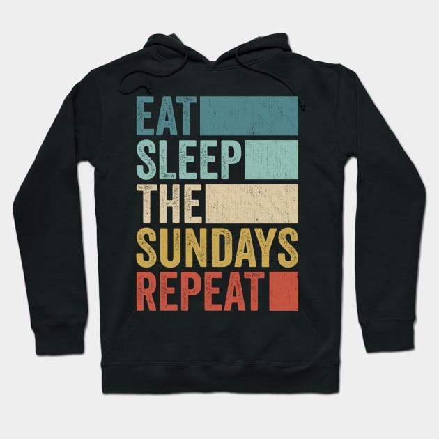 Funny Eat Sleep Sundays Name Repeat Retro Vintage Hoodie by Realistic Flamingo